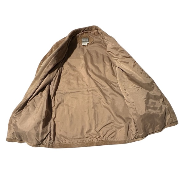 Vintage 80s BG Street Suede Leather Open Front Cardigan Jacket Taupe Women Small - Picture 11 of 11